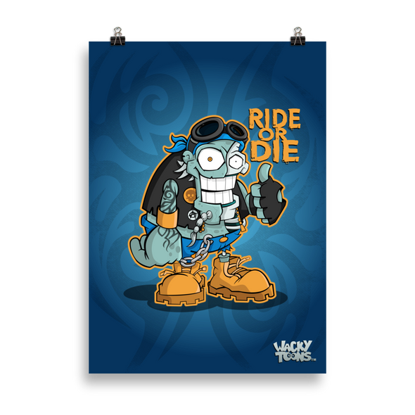 Ride or Die Biker Zombie Poster